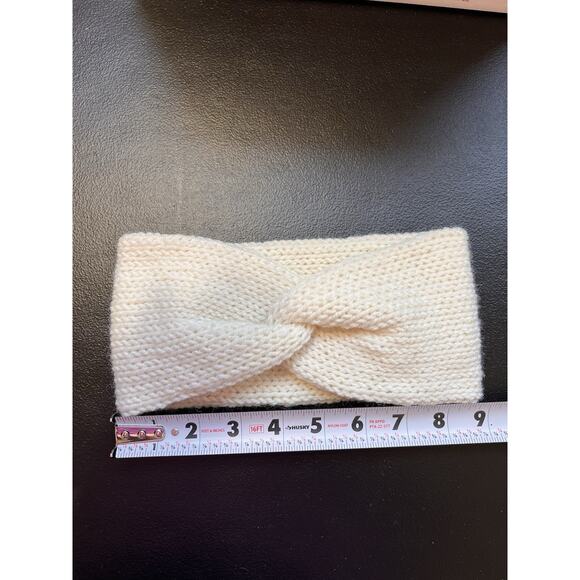 Headband Ear Warmer Womens Classic Winter White Wool Blend Knit Front Twist - Picture 1 of 4